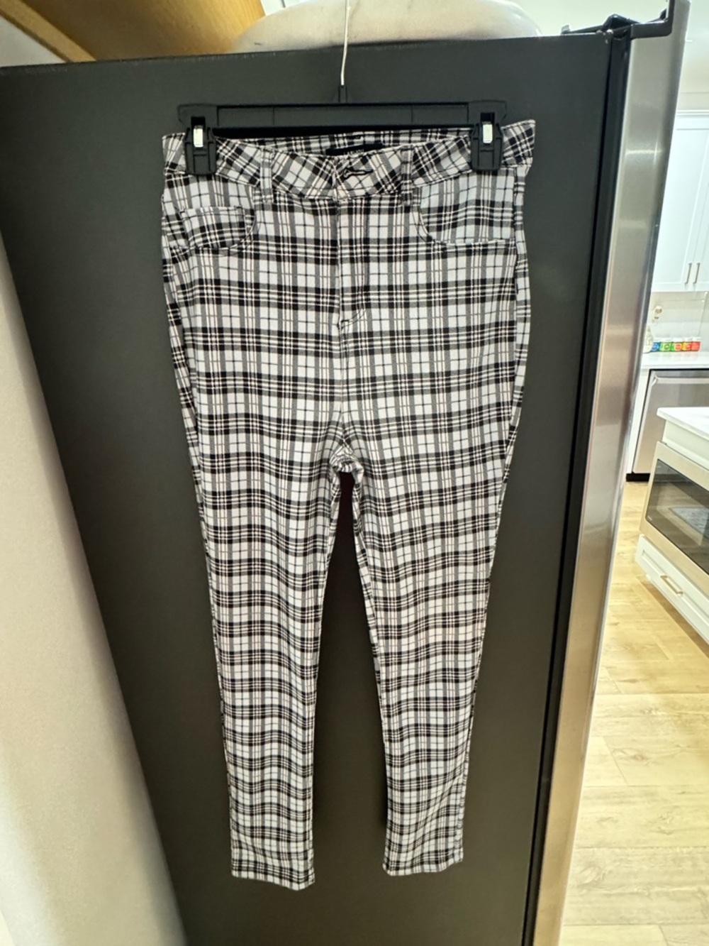 Plaid Ankle Pants - Black & White - Picture 2 of 5